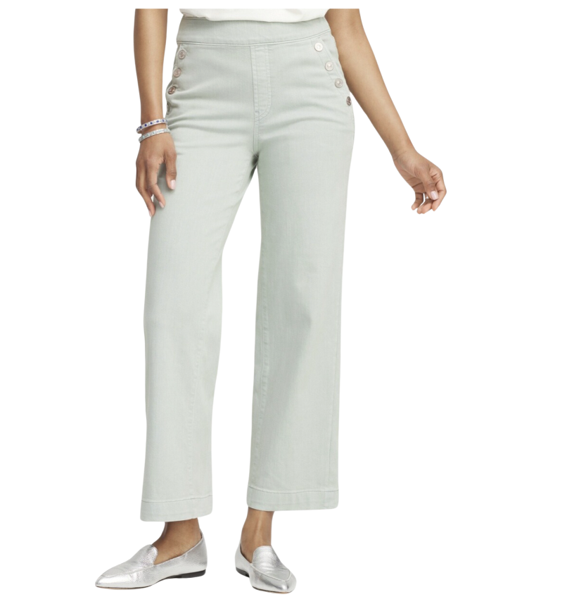 Pull-On Wide-Leg Ankle Jeans